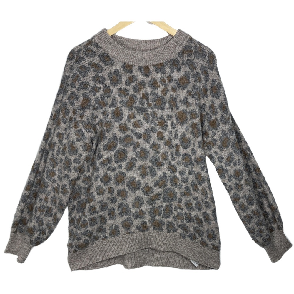 Abercrombie & Fitch Tan Brown Gray Knit Long Sleeve Crew Neck Sweater Size Small